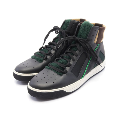 FENDI High cut sneakers Leather Fabric Black Green