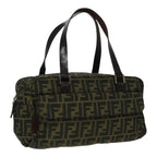 FENDI Zucca Canvas Hand Bag Brown Black Silver93228