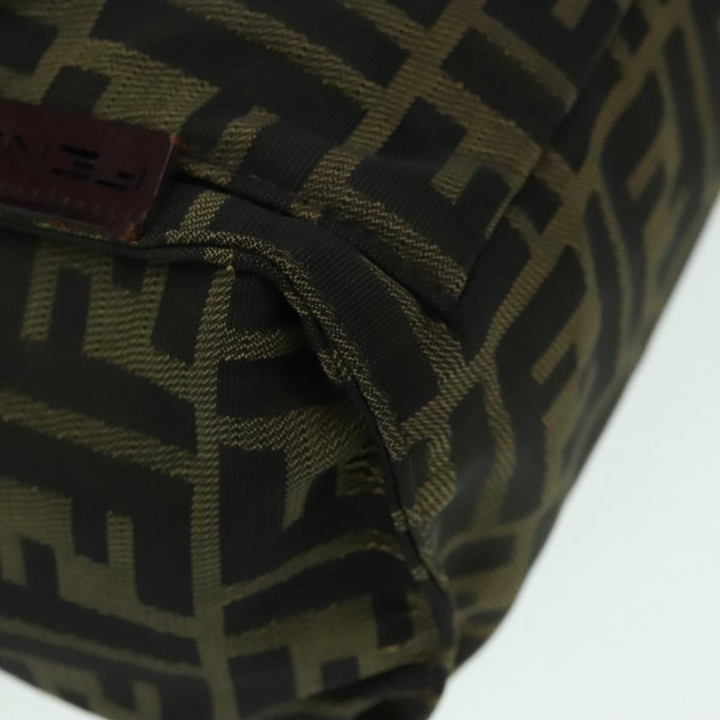 FENDI Zucca Canvas Hand Bag Brown Black Silver93228