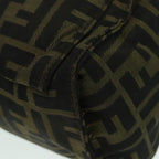 FENDI Zucca Canvas Hand Bag Brown Black Silver93228