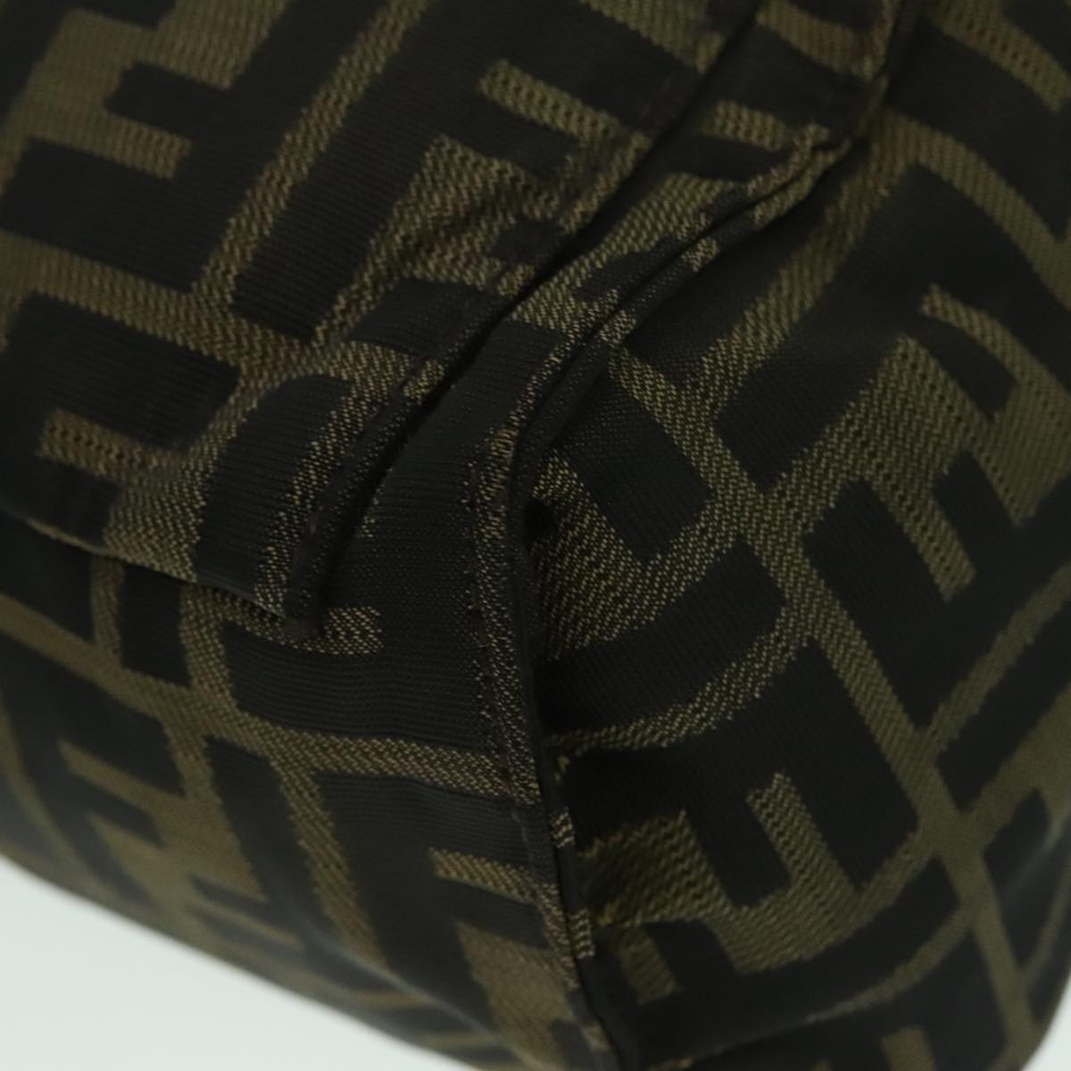 FENDI Zucca Canvas Hand Bag Brown Black Silver93228