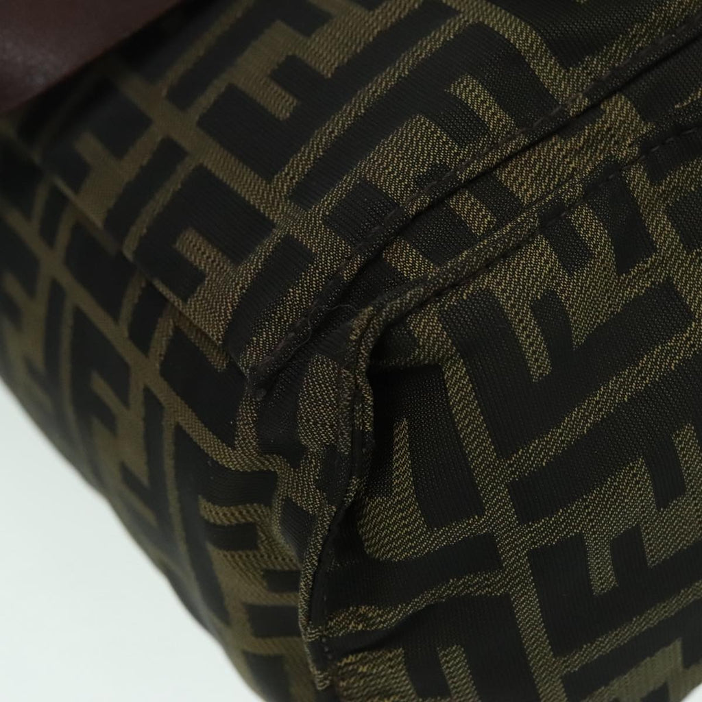 FENDI Zucca Canvas Hand Bag Brown Black Silver93228
