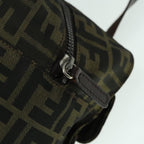 FENDI Zucca Canvas Hand Bag Brown Black Silver93228