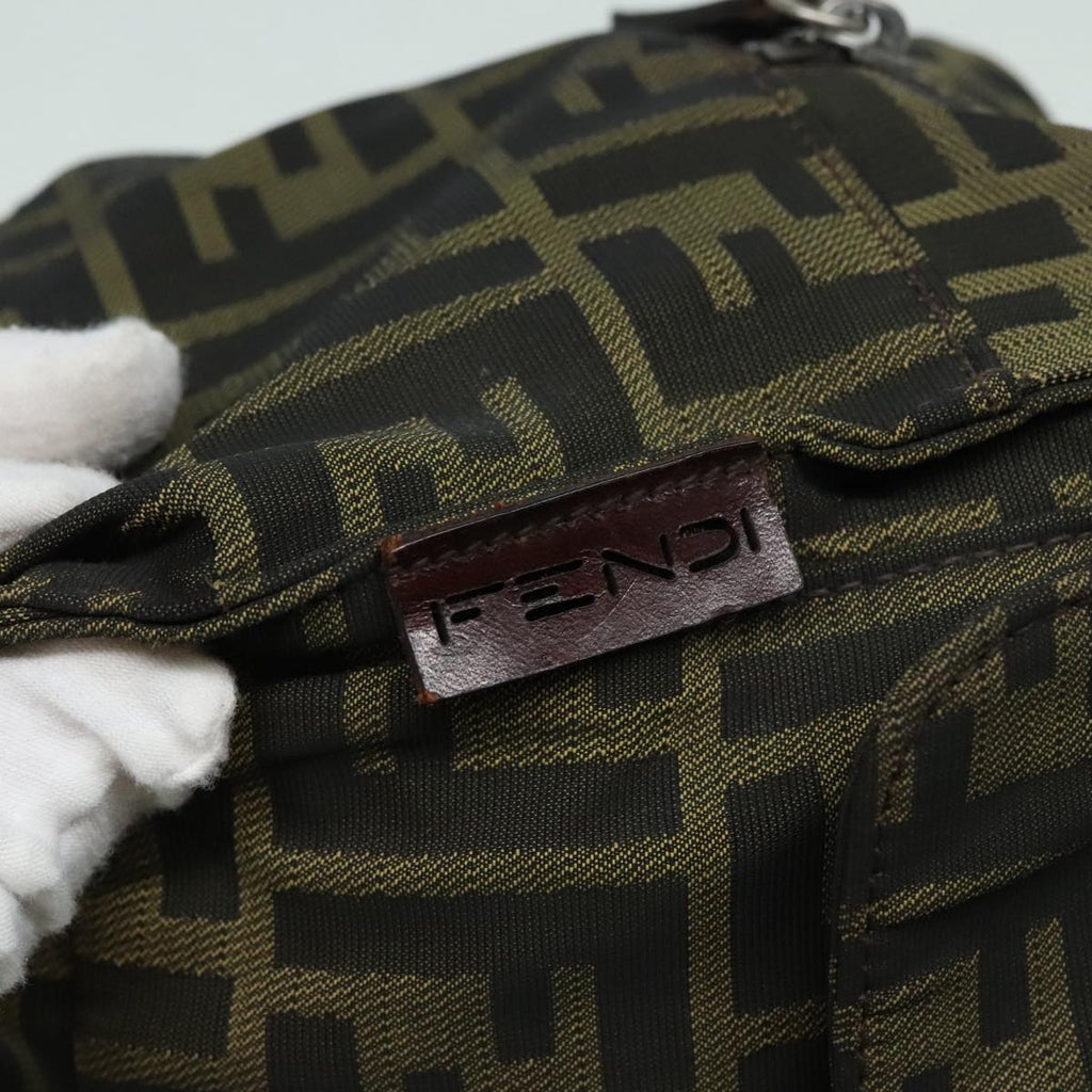 FENDI Zucca Canvas Hand Bag Brown Black Silver93228
