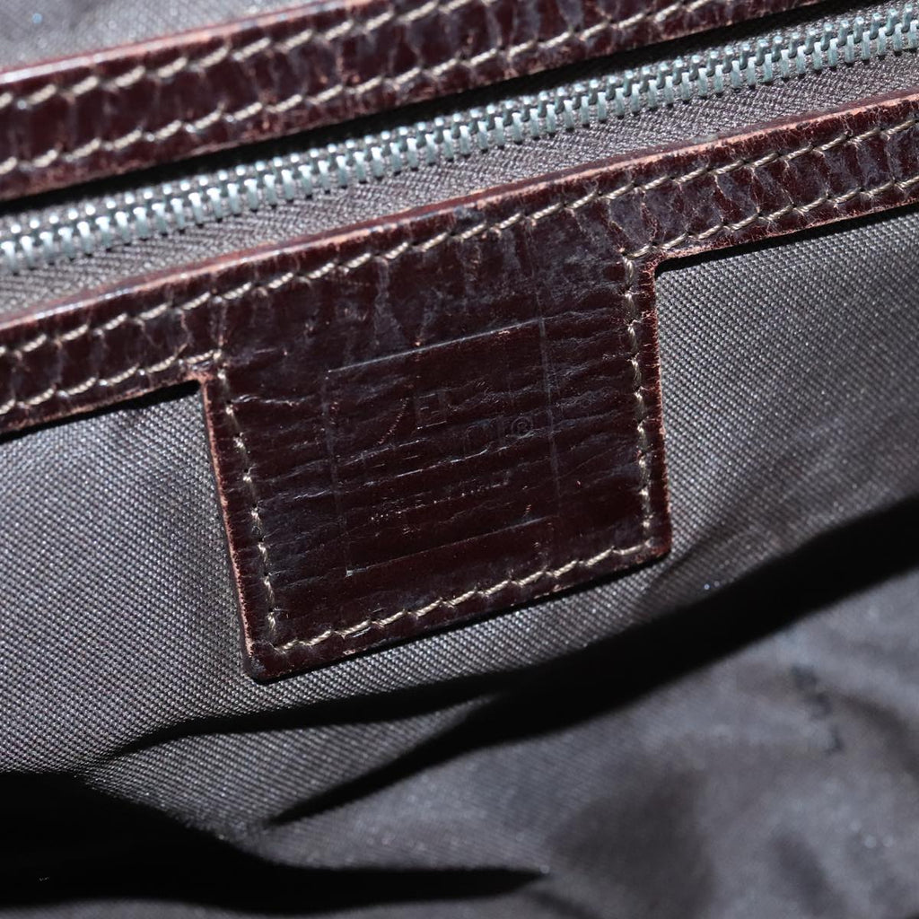 FENDI Zucca Canvas Hand Bag Brown Black Silver93228