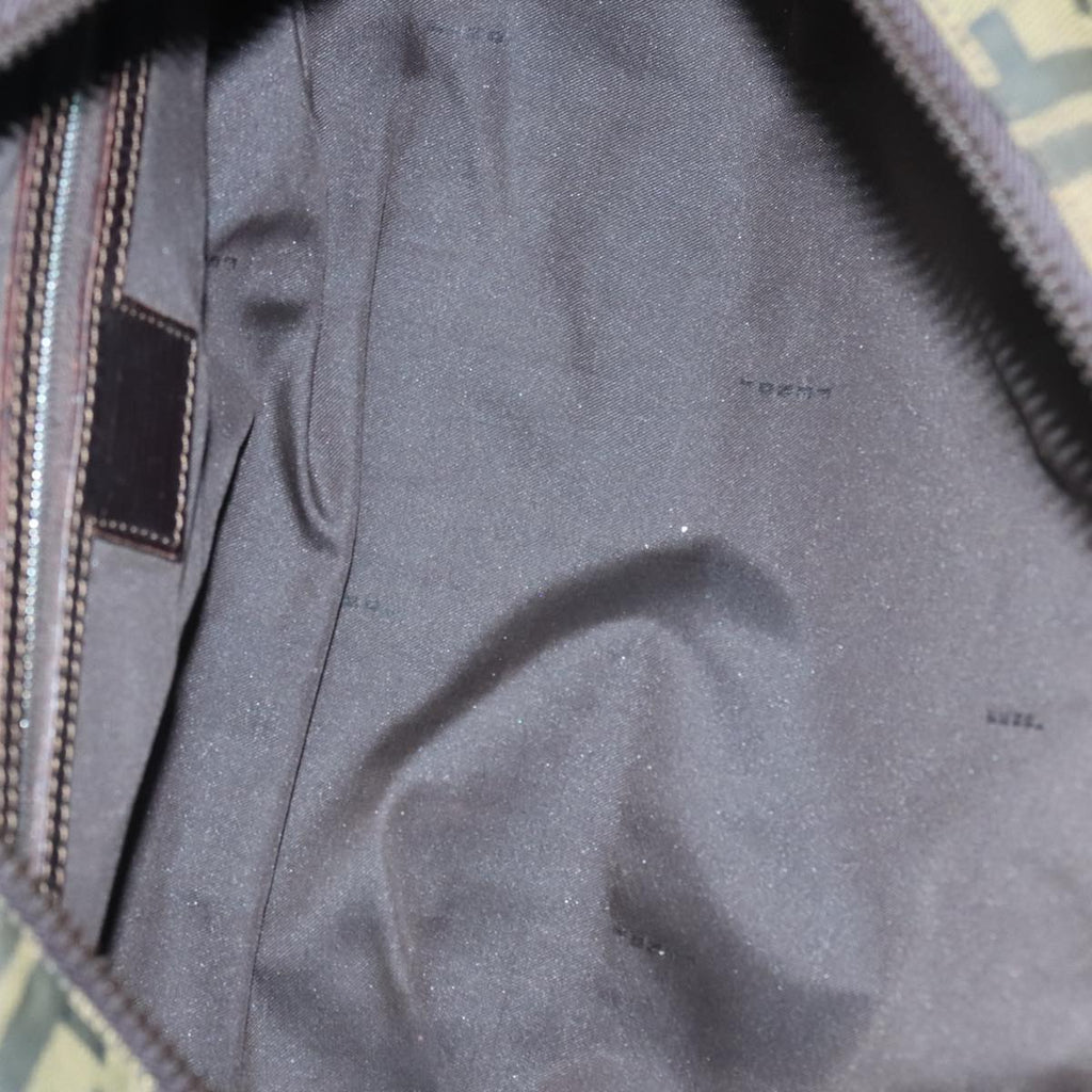 FENDI Zucca Canvas Hand Bag Brown Black Silver93228