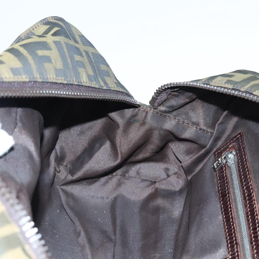 FENDI Zucca Canvas Hand Bag Brown Black Silver93228