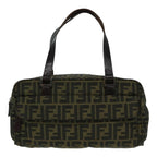 FENDI Zucca Canvas Hand Bag Brown Black Silver93228