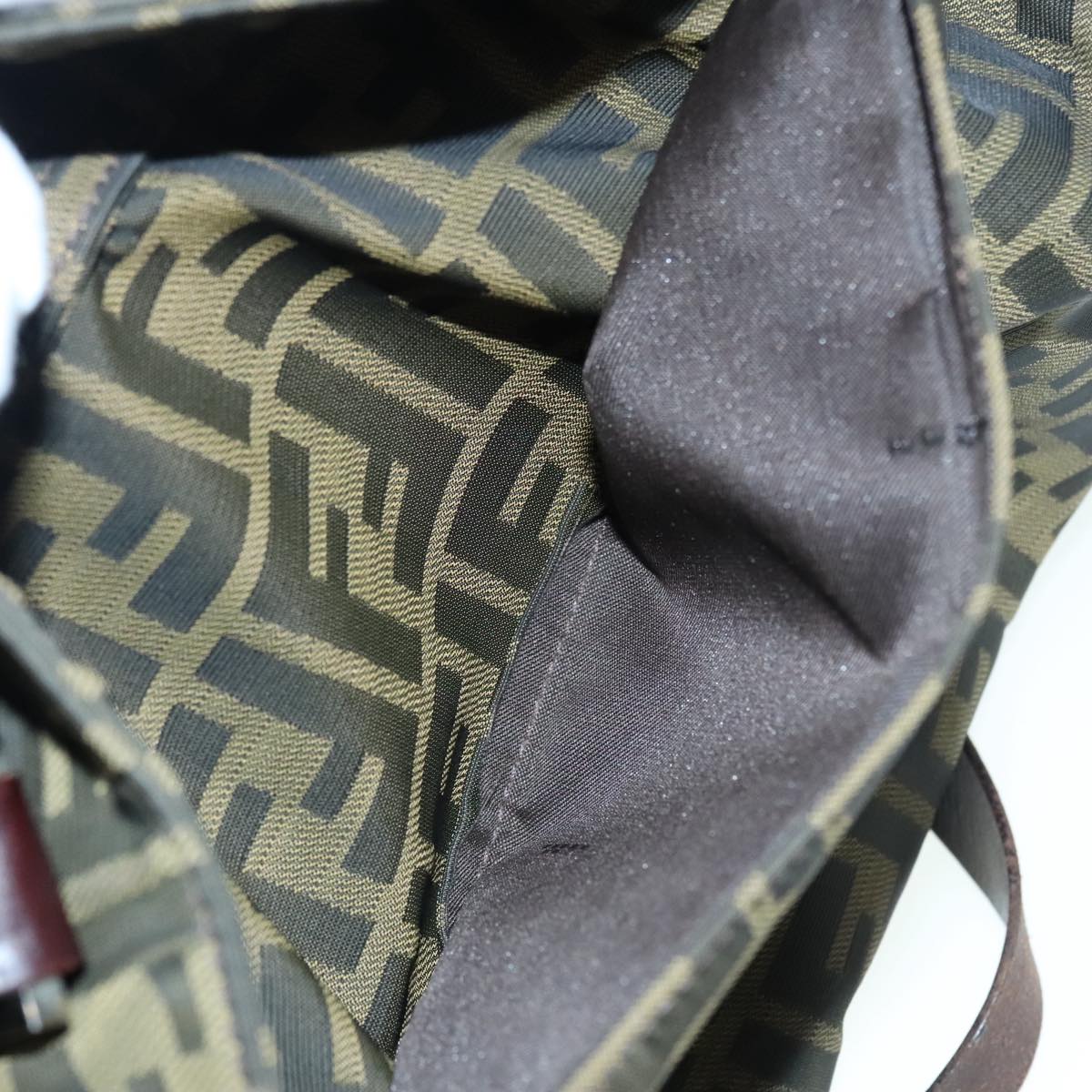 FENDI Zucca Canvas Hand Bag Brown Black Silver93228