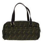 FENDI Zucca Canvas Hand Bag Brown Black Silver93228