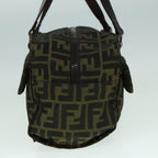 FENDI Zucca Canvas Hand Bag Brown Black Silver93228