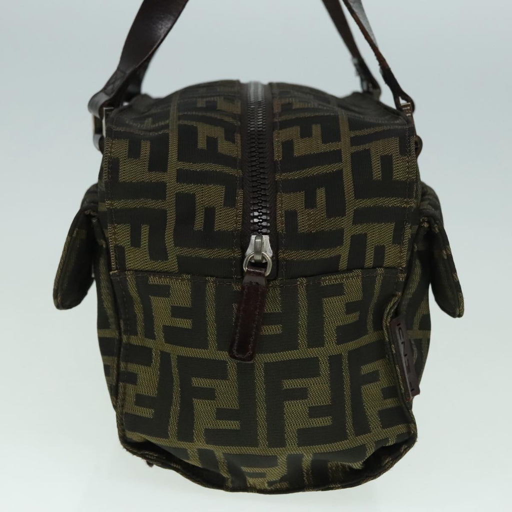 FENDI Zucca Canvas Hand Bag Brown Black Silver93228