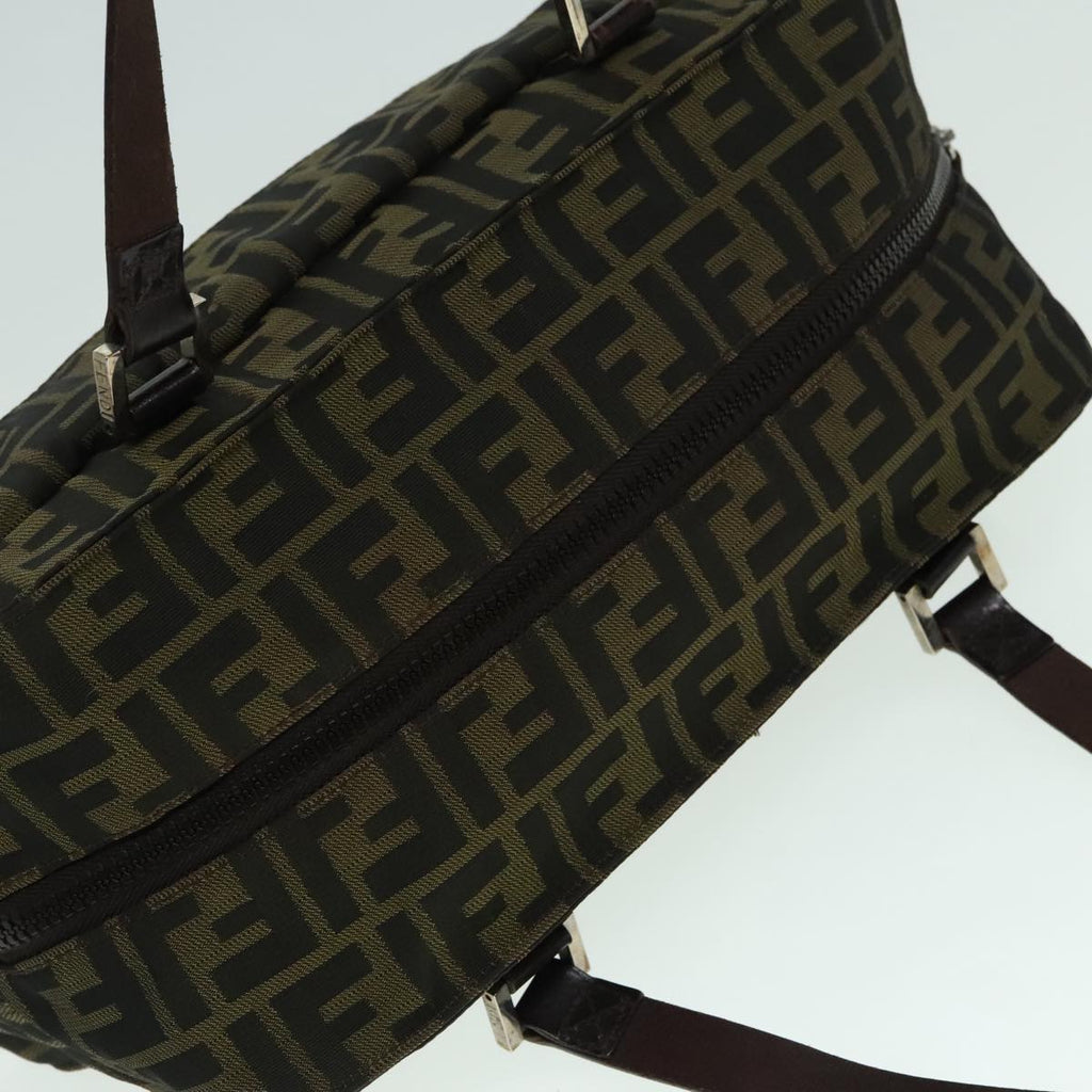 FENDI Zucca Canvas Hand Bag Brown Black Silver93228