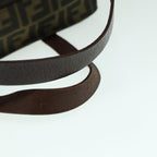 FENDI Zucca Canvas Hand Bag Brown Black Silver93228