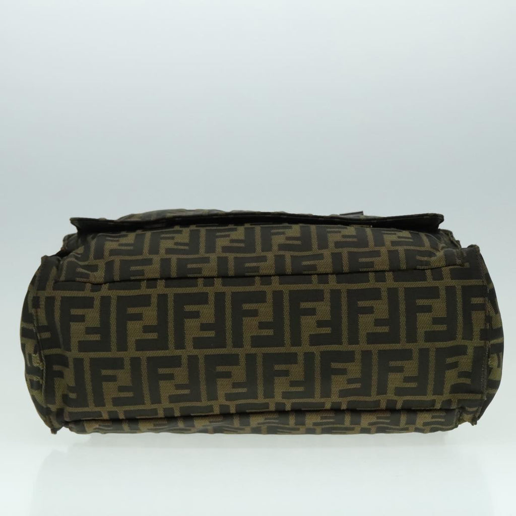 FENDI Zucca Canvas Hand Bag Brown Black Silver93228