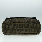 FENDI Zucca Canvas Hand Bag Brown Black Silver93228