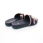 FENDI Slide sandals Fabric Navy Pink Beige Ribbon