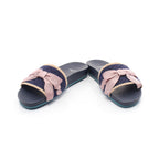 FENDI Slide sandals Fabric Navy Pink Beige Ribbon