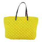 FENDI Tote Bag Cotton Yellow Silver93257