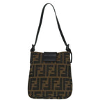 FENDI Zucca Canvas Mamma Baguette Shoulder Bag Black Silver Brown93258