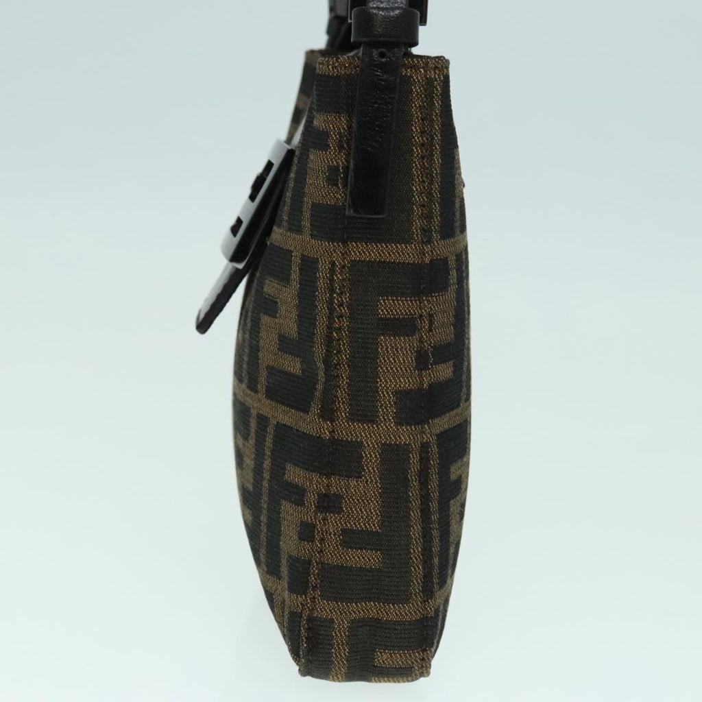 FENDI Zucca Canvas Mamma Baguette Shoulder Bag Black Silver Brown93258