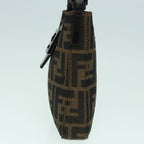 FENDI Zucca Canvas Mamma Baguette Shoulder Bag Black Silver Brown93258