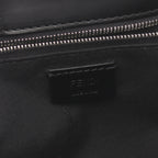 FENDI Flat Baguette FF motif Shoulder bag Leather Dark gray Black