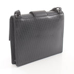 FENDI Flat Baguette FF motif Shoulder bag Leather Dark gray Black