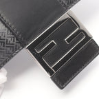 FENDI Flat Baguette FF motif Shoulder bag Leather Dark gray Black