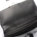 FENDI Flat Baguette FF motif Shoulder bag Leather Dark gray Black