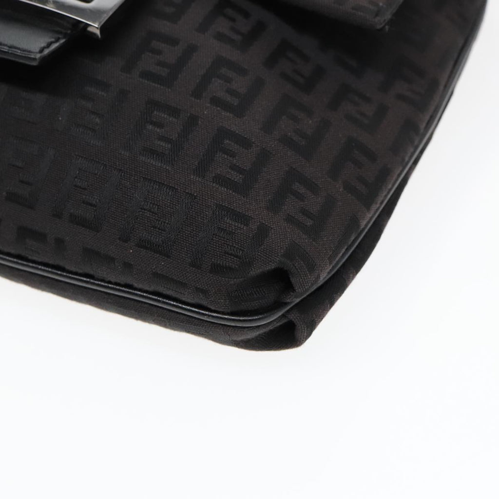 FENDI Zucchino Canvas Shoulder Bag Black93358