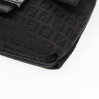 FENDI Zucchino Canvas Shoulder Bag Black93358
