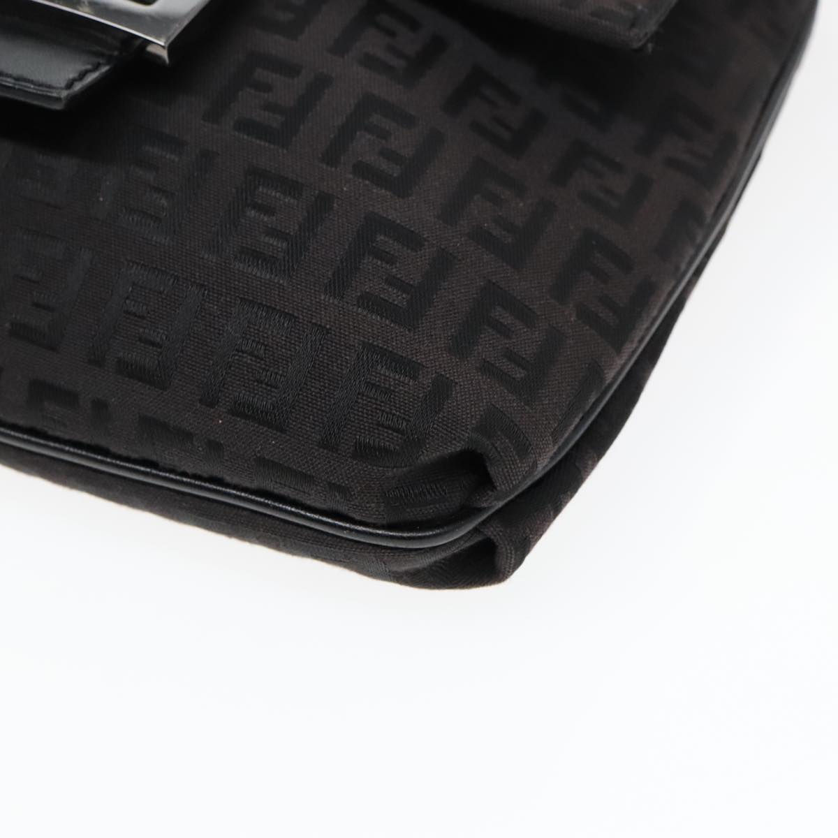 FENDI Zucchino Canvas Shoulder Bag Black93358