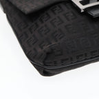 FENDI Zucchino Canvas Shoulder Bag Black93358