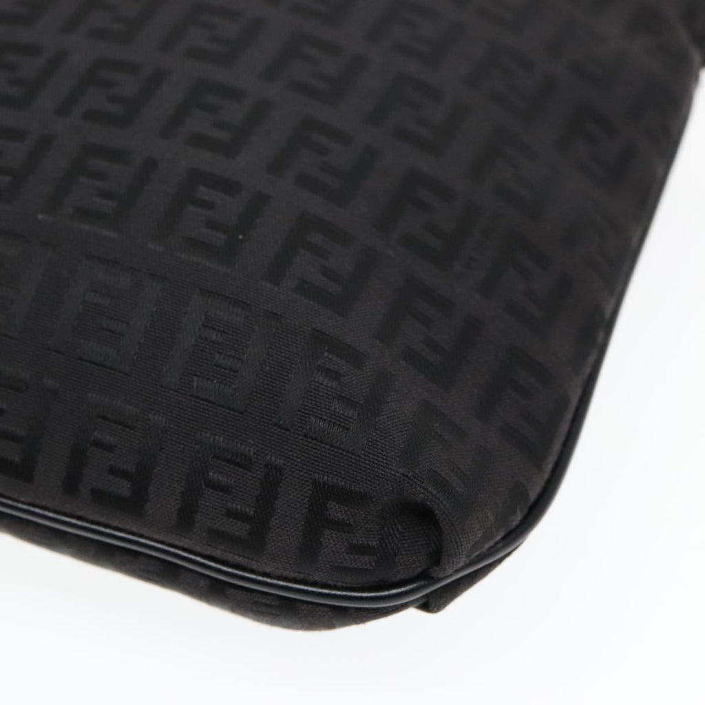 FENDI Zucchino Canvas Shoulder Bag Black93358