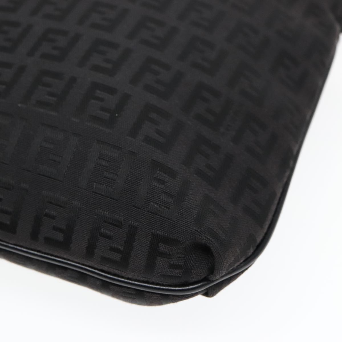 FENDI Zucchino Canvas Shoulder Bag Black93358