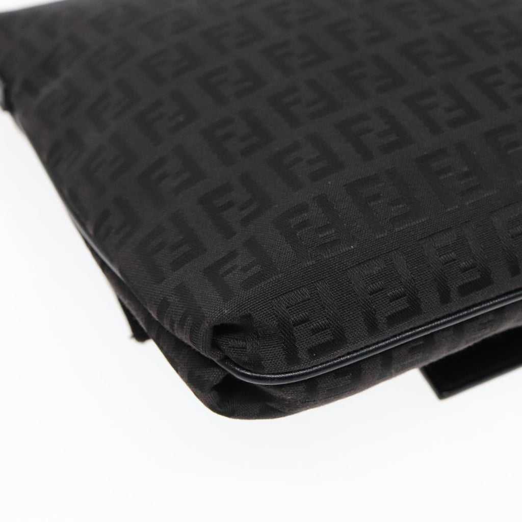 FENDI Zucchino Canvas Shoulder Bag Black93358