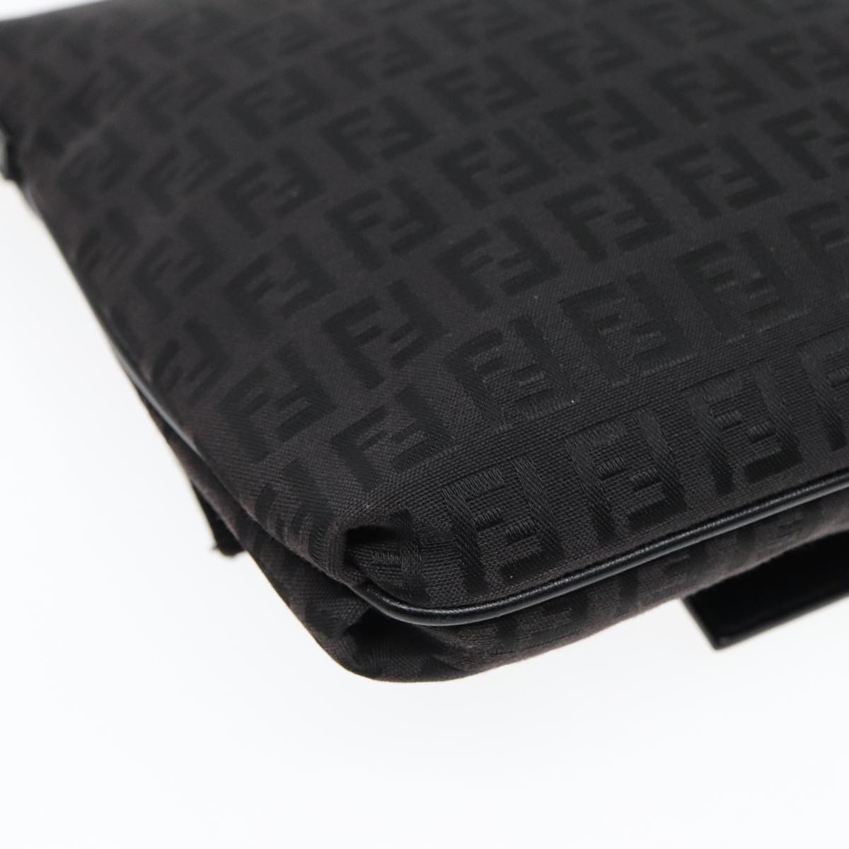 FENDI Zucchino Canvas Shoulder Bag Black93358
