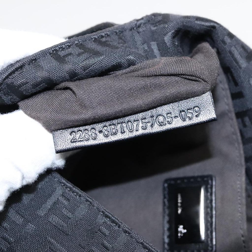 FENDI Zucchino Canvas Shoulder Bag Black93358