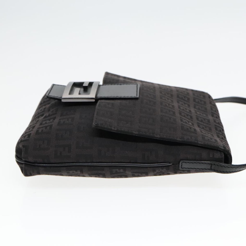 FENDI Zucchino Canvas Shoulder Bag Black93358