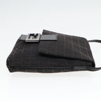 FENDI Zucchino Canvas Shoulder Bag Black93358
