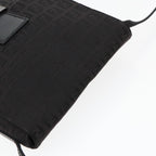 FENDI Zucchino Canvas Shoulder Bag Black93358