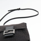 FENDI Zucchino Canvas Shoulder Bag Black93358