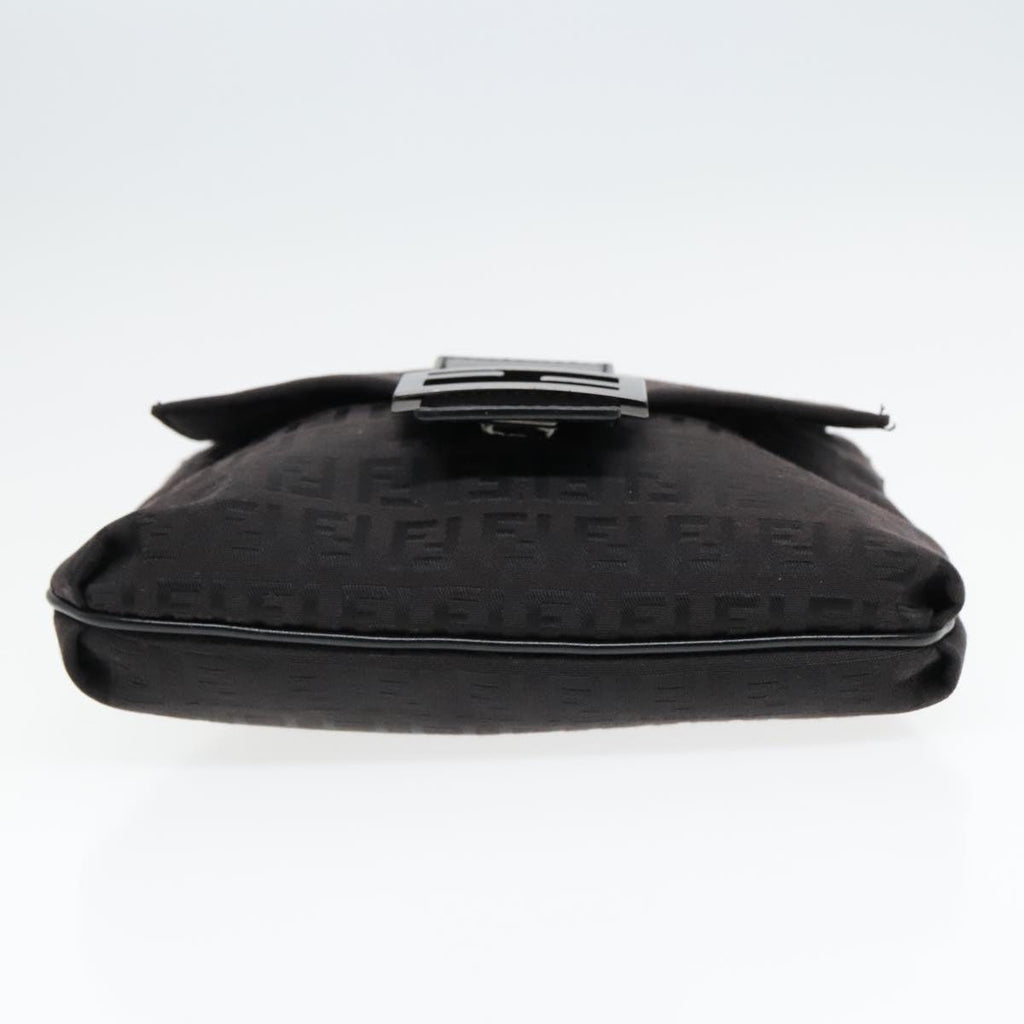 FENDI Zucchino Canvas Shoulder Bag Black93358