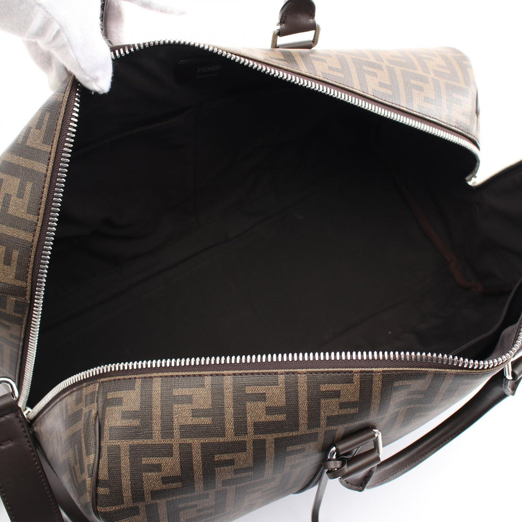 FENDI Zucca Boston bag PVC Coated Canvas Leather Brown Black