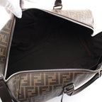 FENDI Zucca Boston bag PVC Coated Canvas Leather Brown Black