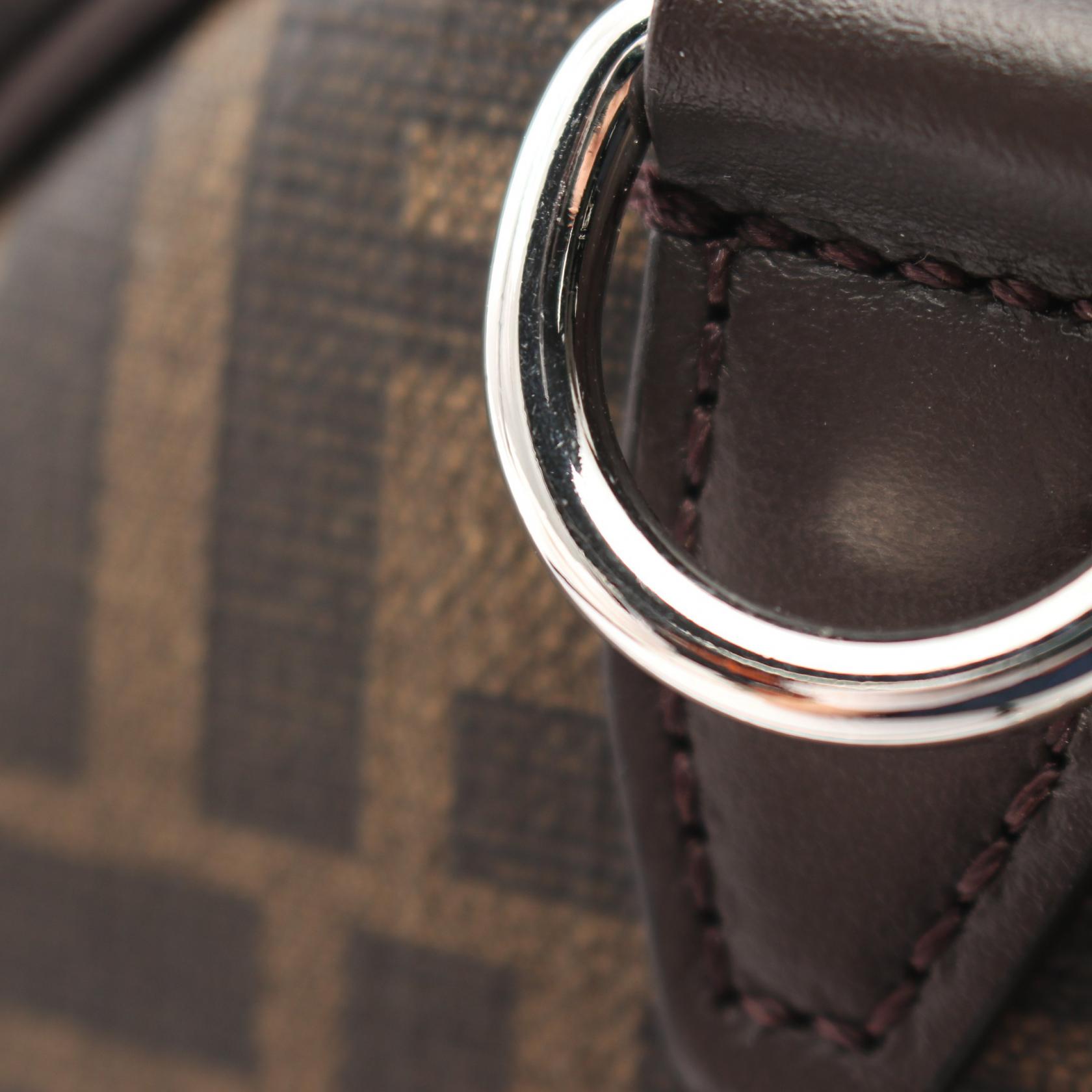 FENDI Zucca Boston bag PVC Coated Canvas Leather Brown Black