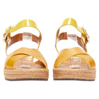 Fendi embossed leather cross strap patent ankle strap jute sandal
