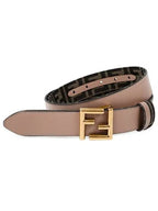 Fendi FF Fabric Reversible Leather Belt Beige