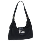 FENDI Mamma Baguette Shoulder Bag Nylon Black Silver93465